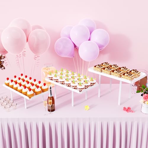 Bakzon 3 Pieces Cupcake Stand Holder, White Acrylic Dessert Table Display Set with Iron Support Legs for Birthday Candy Bar Décor Weddings, Parties Events
