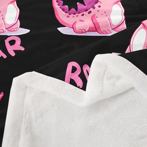 Girls Dinosaur Sherpa Blanket Kids Cute Pink Dino Throw Blanket Ultra Soft Jungle Animals Fleece Blanket for Couch Bed Children Toddler Heart Crown Princess Kawaii Plush Fuzzy BlanketThrow 50"x60" - color: Multi 17, size: Throw