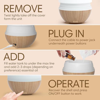 SALKING Essential Oil Diffuser 2 Pack, 100ml Aromatherapy Diffuser for Home | Cool Mist Humidifier with Auto Shut-Off, Ultrasonic Diffusers for Essential Oils, Warm White Lights, Quiet, Bedroom, Office - color: Set of 2