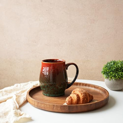 Bosmarlin Extra Large Ceramic Coffee Mug, 24 Oz, Dishwasher and Microwave Safe, Big Oversized Tea Cup, Reactive Glaze (Red&Green) - color: Red&Green