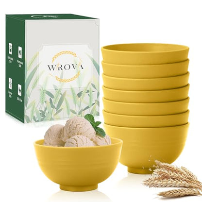 wheat straw icecream bowls 10oz set of 8 - Unbreakable Dessert Bowls Freezer Safe - Small Bowls for Yogurt,Snack and Fruits. Yellow - color: Yellow, size: 10 oz