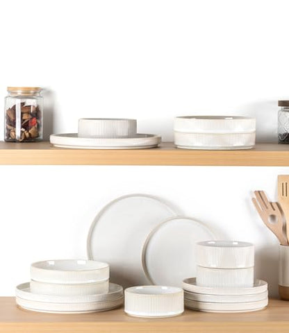 7.5" Ceramic Pasta Bowls Set of 4, Salad Bowls | Versatile Serving Bowls for Pasta, Salad, Fruit & Noodles, Housewarming & Wedding Gift, Reactive White - color: Reactive White, size: 7.5 Inch