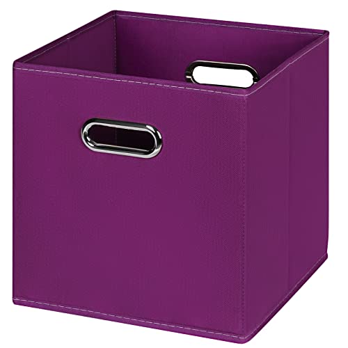 Black Foldable Storage Cubes Bins , Fabric Storage Box Cubes Organizer Baskets with Dual Handles for Home Organizer(Purple) - color: Purple, size: 1 Pack