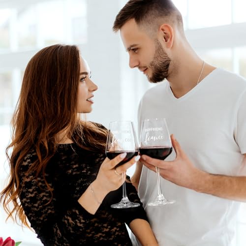 AW BRIDAL Engagement Gifts for Couples Fiance and Fiancee Wine Glasses Set | Engaged Wine Glasses with Wine Stopper & Wood Keepsake Box, 2026 Wedding Gifts for Newlyweds, Bride to Be Gifts for Women - style: Fiance/Fiancee