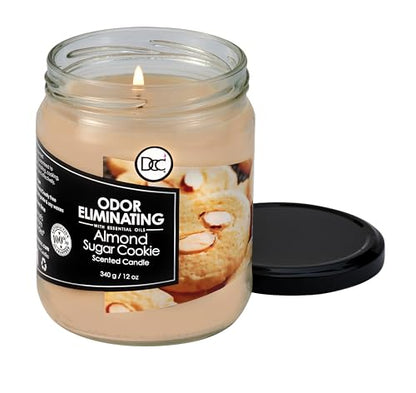 Almond Sugar Cookie Odor Eliminating Highly Fragranced Candle - Eliminates 95% of Pet, Smoke, Food, and Other Smells Quickly - Up to 80 Hour Burn time - 12 Ounce Premium Soy Blend - color: Bronze