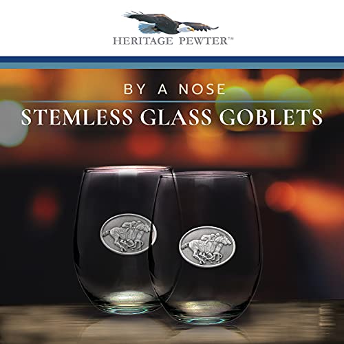 Heritage Pewter By a Nose Stemless Glass Goblets – Set of 2 | 15 OZ Goblet Wine Glasses | Expertly Crafted Pewter Glass - style: By a Nose
