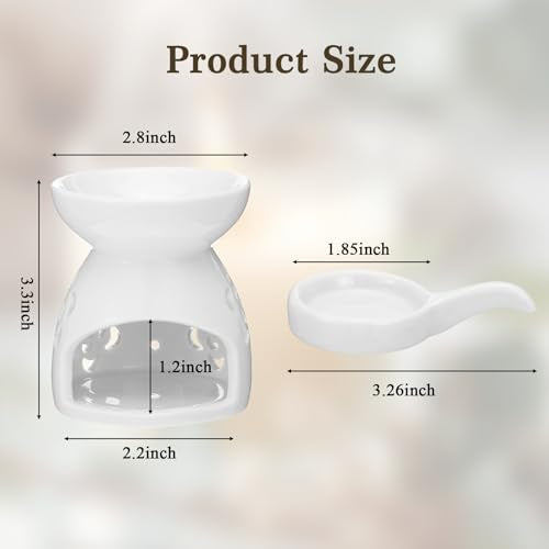 4 Pack Ceramic Tealight Candle Holder Essential Oil Burner for Wax Melt Burners with Spoons Aromatherapy Diffuser Home Bedroom Office Decor Housewarming Gift