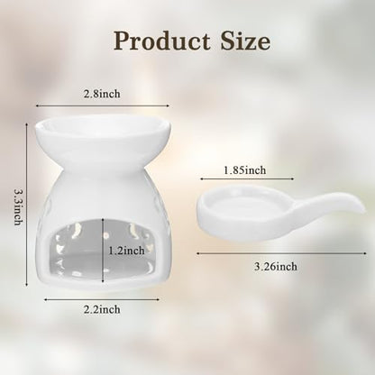 4 Pack Ceramic Tealight Candle Holder Essential Oil Burner for Wax Melt Burners with Spoons Aromatherapy Diffuser Home Bedroom Office Decor Housewarming Gift
