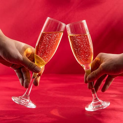 Champagne Glasses,Set of 4,Classic Shape,Hand Blown Elegant Unique Gift for Long stem Sparkling,Wine glasses for Wedding,Birthday Mother’s Day-Ideal for Wine Tasting,Daily Use-6.5 oz,Clear - size: Champagne Glasses