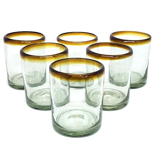 Amber Rim 10 oz Tumblers (set of 6), Recycled Glass, Lead-free, Toxin-Free (Tumbler) - style: 10 oz Tumbler