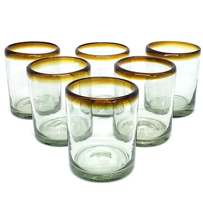 Amber Rim 10 oz Tumblers (set of 6), Recycled Glass, Lead-free, Toxin-Free (Tumbler) - style: 10 oz Tumbler