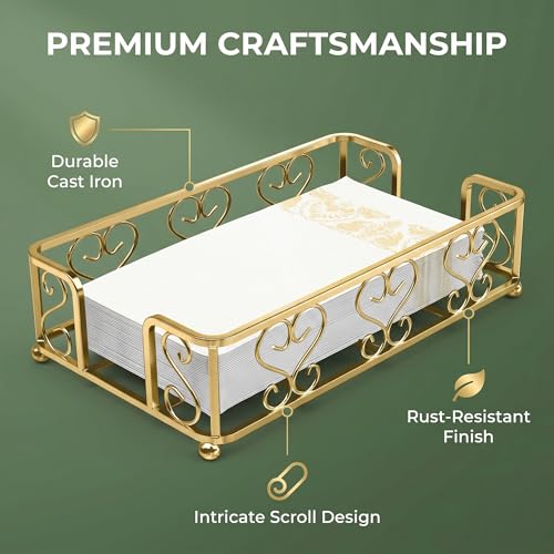 Guest Towel Holder Tray for Bathroom Countertop, Gold Napkin | Guest Bathroom, Powder Room & Vanity Use - color: F- Matt Gold Guest Towel Holder Tray, size: Guest Towel Holder