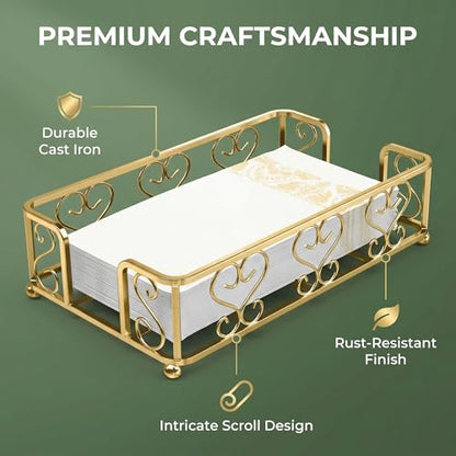 Guest Towel Holder Tray for Bathroom Countertop, Gold Napkin | Guest Bathroom, Powder Room & Vanity Use - color: F- Matt Gold Guest Towel Holder Tray, size: Guest Towel Holder
