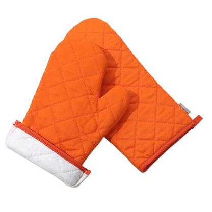 Oven Mitts and Pot Holders 4 pcs Set,High Heat Resistant 500 Degree Extra Thicken Long Kitchen Cotton Oven Glove for Cooking (12 Inch,Orange)… - color: Cotton-orange
