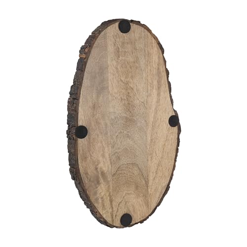 GoCraft Oval Wooden Serving Platter with Tree Bark Edges – Mango Wood Charcuterie Board, 17" x 10", Rustic Platter for Serving Cheese, Appetizers, Snacks, Fruit, and More – Perfect for Entertaining