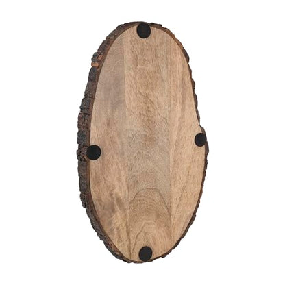 GoCraft Oval Wooden Serving Platter with Tree Bark Edges – Mango Wood Charcuterie Board, 17" x 10", Rustic Platter for Serving Cheese, Appetizers, Snacks, Fruit, and More – Perfect for Entertaining
