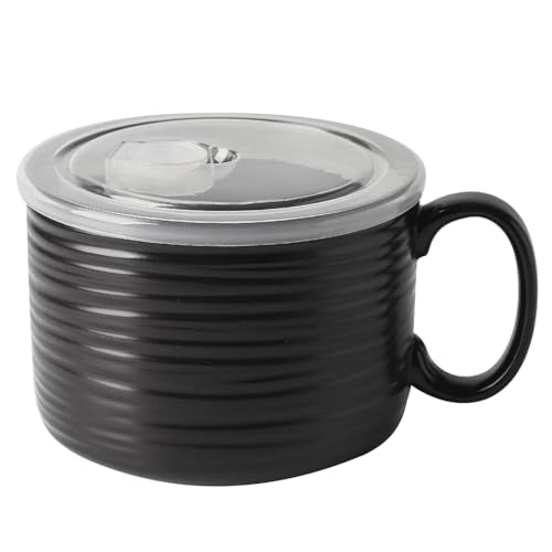 Nihow 35 OZ Large Ceramic Soup Bowl with Handle and Lid,Matte Black | Microwave Safe, Dishwasher Safe, Oversized, For Ramen, Noodles, Stew, Oatmeal - color: Matte Black, size: 35 OZ