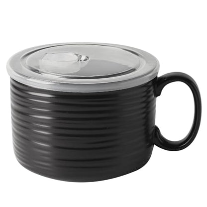 Nihow 35 OZ Large Ceramic Soup Bowl with Handle and Lid,Matte Black | Microwave Safe, Dishwasher Safe, Oversized, For Ramen, Noodles, Stew, Oatmeal - color: Matte Black, size: 35 OZ