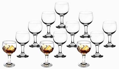 Goblet Glasses Set of 12-6 Ounce Clear Cognac Glassware - Ideal for Wine, Cocktails and Mocktails - Chic Drinking Glasses for Home, Bar and Kitchen Use