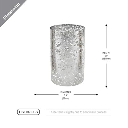 WGVI Hurricane Candle Holder Sleeve, W: 4", Ht: 6", Silver Speckled Glass Cylinder Open Both Ends, Chimney Tube Shade, 2 Pieces - color: Silver Speckle, size: 4x6"H
