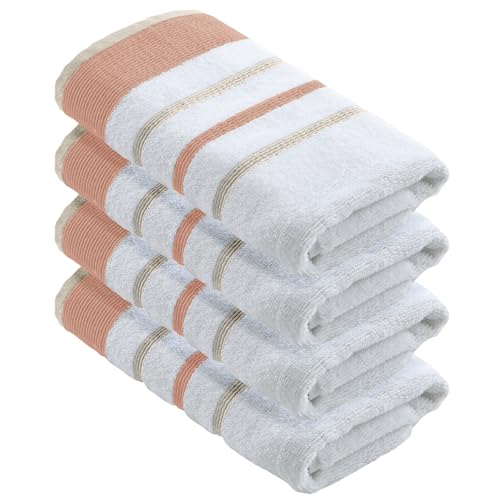 Great Bay Home Decorative Hand Towel Set - Cotton 4 Pack 26x16 Hand Towel Set - Durable Towels for Bathroom Decor (Dusty Rose/Cappuccino) - color: Dusty Rose / Cappuccino, size: Hand Towel (Pack of 4)