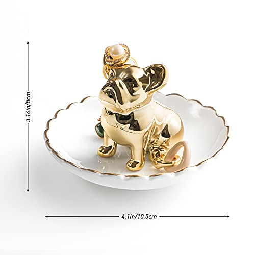 PUDDING CABIN Bulldog Ring Holder Dish, Gifts for Mom Valentines, Birthday Gift for Women Friend Girls Aunt Mothers Day Bridesmaid Wedding Engagement Xmas Gifts, Dog Mom Gifts for Women - style: Bulldog