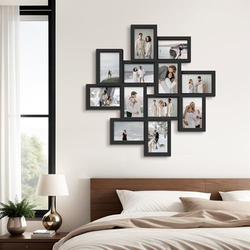 Jerry & Maggie - Photo Frame 24x24 Square Storm Eye Black PVC Picture Frame Selfie Gallery Collage Wall Hanging for 6x4 Photo - 12 Photo Sockets - Wall Mounting Design - color: Black