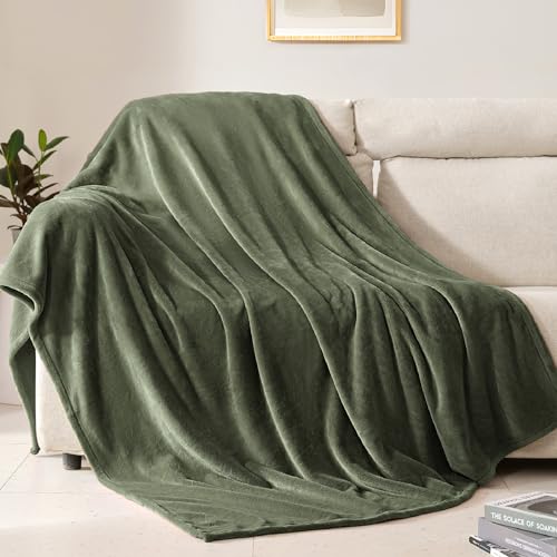 BEAUTEX Fleece Blanket Twin Size Soft Flannel Throw Lightweight Fuzzy | Plush Blanket for Couch, Sofa or Bed, All Seasons (Olive Green, 60" x 80") - color: Olive Green, size: Twin