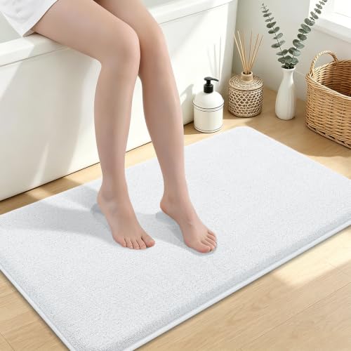 Smiry Memory Foam Bath Mat 40x24, Extra Soft Absorbent Bathroom Rugs | White Quick Dry, Machine Washable Bath Mats for Bathroom, Shower, Tub and Home Decor Accessories - color: White, size: 40'' X 24''