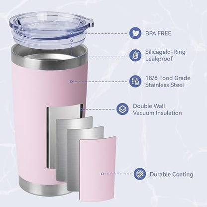 HASLE OUTFITTERS 20oz Stainless Steel Tumblers Bulk, Insulated Travel Cup with Lid, Double Wall Vacuum Coffee Mug for Cold & Hot Drinks 12 Pack, Light Pink - color: Light Pink-A, size: 12 Count (Pack of 1)