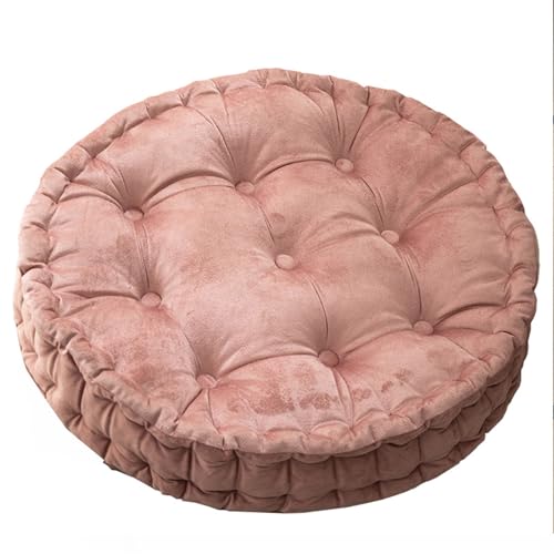 Meditation Floor Pillow, Large Round Floor Pillows Seating Cushion for Adult Thick Fill for Yoga Living Room Tatami, Pink, 24x24 Inch - color: Pink