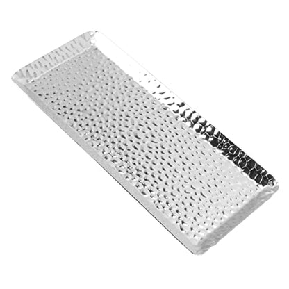 Hammered Tray, Stainless Steel Mirror Polished Serving Platter with Elegant Design, Perfect for Desserts and Fruits for Home Kitchen (Silver) - color: Silver