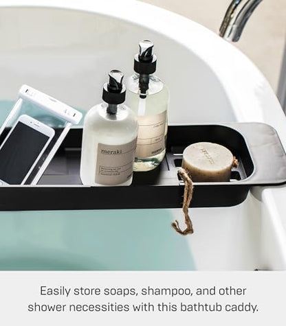 Yamazaki Home Tower Expandable Bathtub Caddy - Bathroom Tray Table Holder, 2" - Abs Plastic -