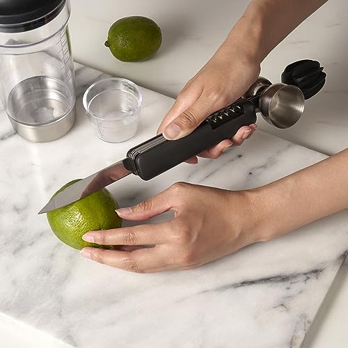HOST All in One Bartender Multitool Set, 10 in 1 Bar Tool with Strainer, Muddler, Reamer, Jigger, Stirrer, Zester, Corkscrew, Opener, Knife and Channel Knife for Camping, Travel and Outdoor Use - style: Bar10der 10 in 1 Tool