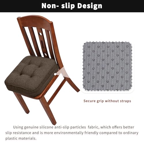 GOFORIT Chair Cushions,Tufted Shredded Memory Foam Chair Pads, Non-Slip Seat Cushions with Removable Cover,16'' x 16'', Brown - color: Brown