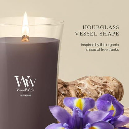 Woodwick Iris Woods Large Hourglass Candle - color: Iris Woods, size: 21.5oz