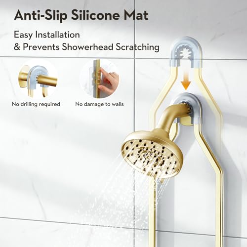 Shower Caddy Hanging, Shower Organizer Hanging, Aluminum Shower Racks for Inside Shower with Hooks for Razor, Never Rust Bathroom Organizers and Storage with Soap Holder, Gold