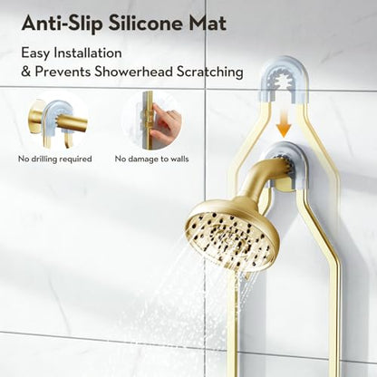Shower Caddy Hanging, Shower Organizer Hanging, Aluminum Shower Racks for Inside Shower with Hooks for Razor, Never Rust Bathroom Organizers and Storage with Soap Holder, Gold