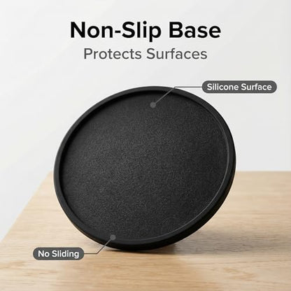 Absorbent Coasters for Drinks with Holder - 6packs, Silicone Coaster with Soft Felt Insert (4.3 inch Coasters with 4.5 inch Holder, Black and White) - color: Black and White