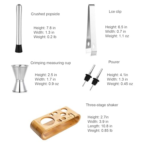 10-Piece Stainless Steel Cocktail Shaker Set with Stand – Bartender Kit w/Martini Shaker, Jigger, Strainer, Ice Tools & Decanter for Home Bar, Party & Gift