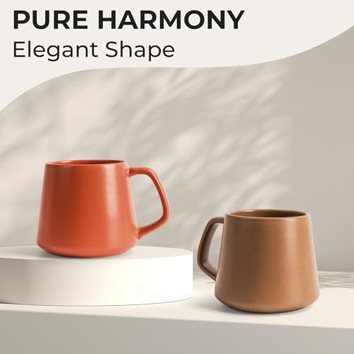 MIAMIO - Coffee Mugs Set of 4, Ceramic (14oz) - Luxe (Beige Pastel) | Large Ceramic Coffee Mugs for Cappuccino, Tea and Espresso, Tea / Coffee Mug 4-Piece Set, Cup Set - dishwasher safe - color: Beige Pastel