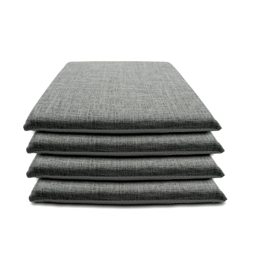 Lifup 4 Pack Chair Cushion Memory Foam Pads, Square Non-Slip Thick Dining Chair Cushions with Ties and Removable Cover for Home Office Restaurant Chair Pads Grey 2 18 x 18 Inch | Memory Foam Pads, Non-Slip, Thick, Removable Cover with Ties, Seat Cushions