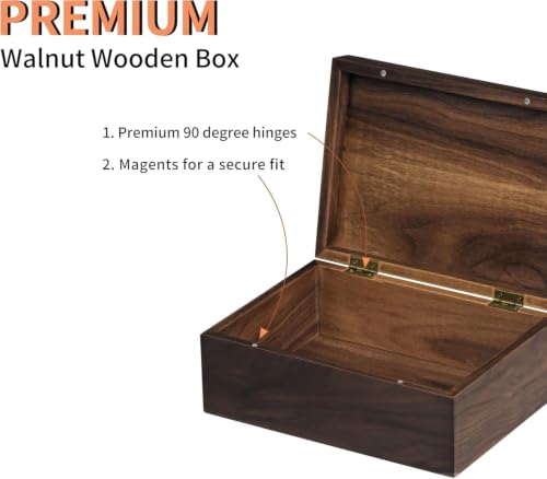 EXISTING Classic Wooden Walnut Wooden Keepsake Box with Hinged Lid | Small Size: 6.73 x 4.37 x 2.64 Inch, Secure Magnetic Closure, Perfect for Jewelry & Valuables, Gift Giving