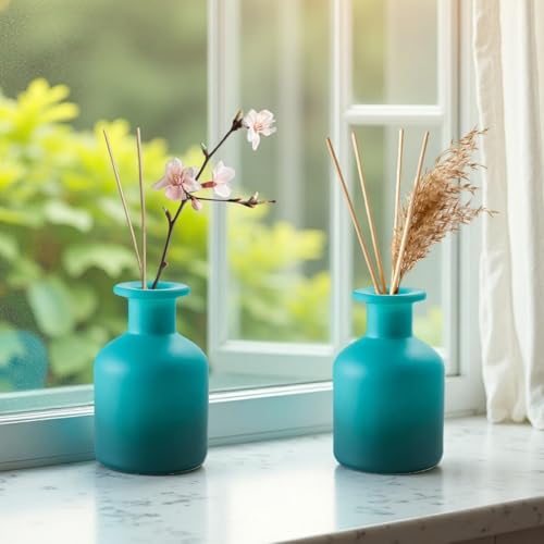 QUUPY 1PCS 150ml/5oz Glass Diffuser Bottle Jars Pot Exquisite Essential Oils Container for DIY Essential Oil Diffuser Gift - color: Blue Gradient