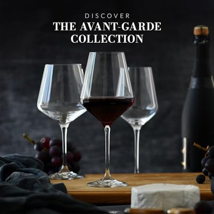 Krosno Classic Red Wine Glasses Set of 6 pieces, 16.6 oz, Avant-Garde Collection, Crystal Glass Thin Rim Long Stem Unique Elegant Premium, Dishwasher Safe, Made in Europe - size: 16.6 Ounces