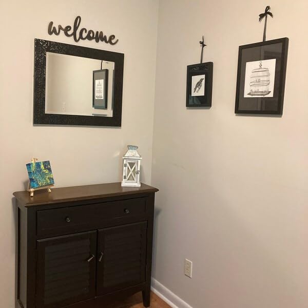 Wooden Black Welcome Sign for Backdrop, Word Art Welcome Wall Decor for Front Door Living Room Entryway Gallery and Outdoor