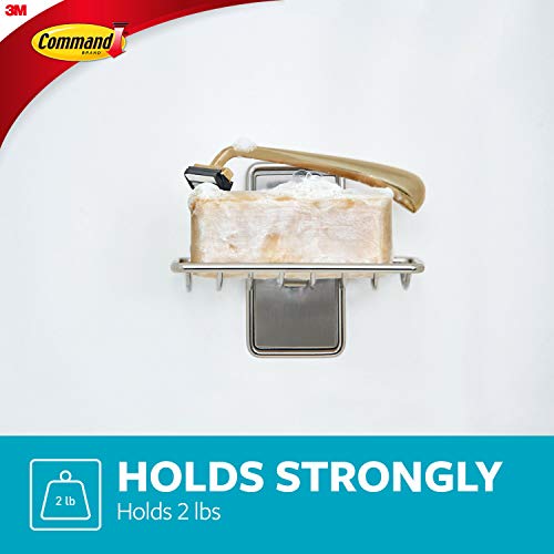 Command Soap Dish for Shower, Damage Free Hanging Bathroom Soap Dish, No Tools Bar Soap Holder, 1 Satin Nickel Soap Dish and 2 Water-Resistant Command Strips - size: 1 Pack