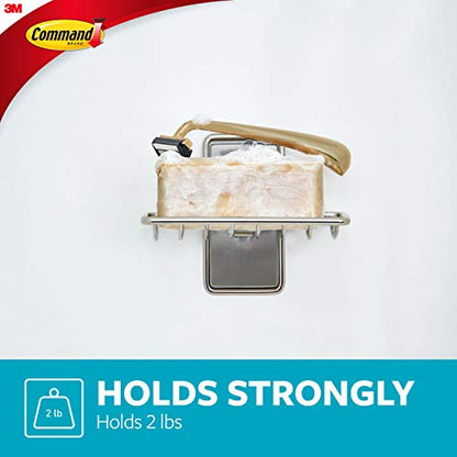 Command Soap Dish for Shower,Damage Free Hanging Bathroom Soap Dish,No Tools Bar-Soap Holder,1 Satin Nickel-Soap-Dish and 2 Water-Resistant Command Strips,(Pack of 8) - size: 8 Pack