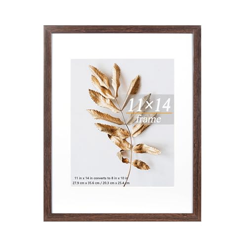 11x14 Picture Frame Brown 3 Pcs Frames can Display 8x10 Picture with Mat or 11x14 Without Mat on the Wall - color: Brown, size: 11x14 in-3Pack