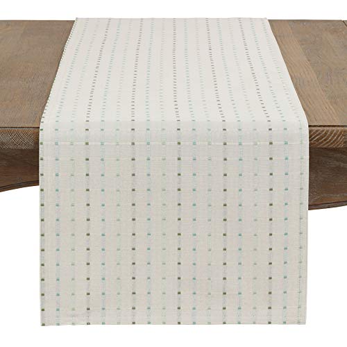 Saro Lifestyle Stitched Line Table Runner, White, 16" x 54" - color: White, size: 16" x 54"